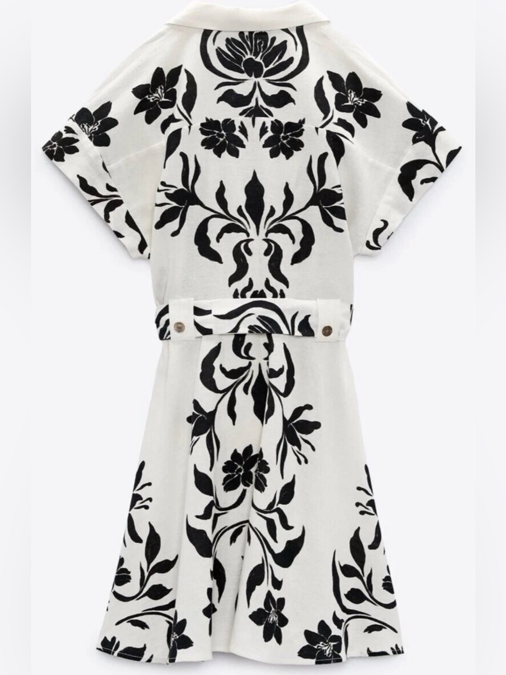 Zara Linen Blend Floral Shirt Dress Sz XL - Picture 3 of 6